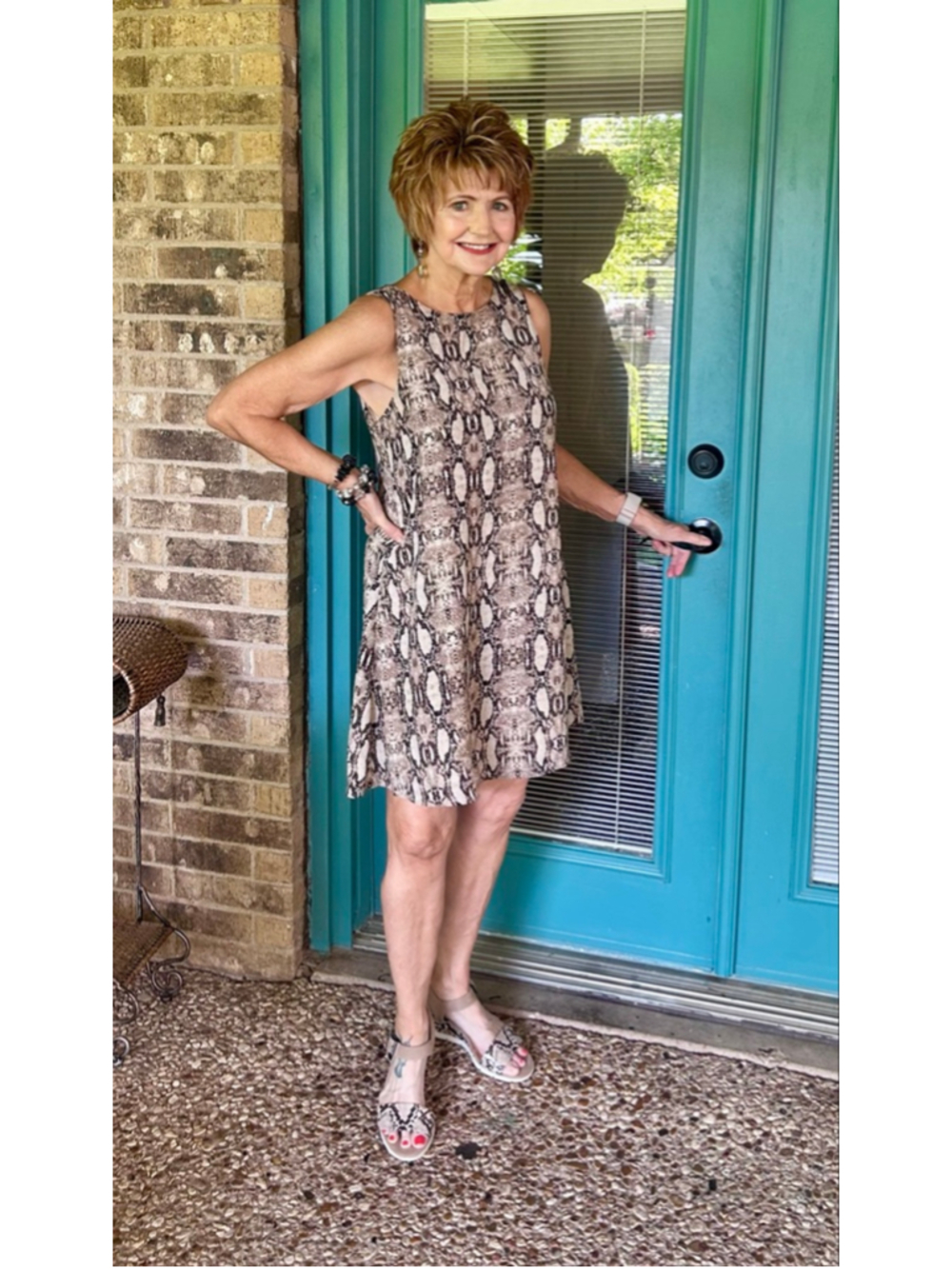 The Impeccable Pig Snakeskin Print Mini Dress Sleeveless Shift Animal Print Smal